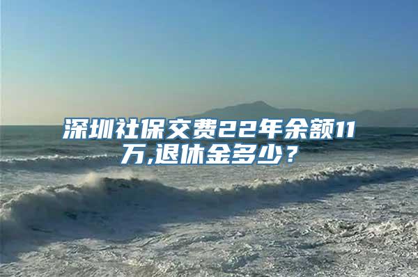 深圳社保交费22年余额11万,退休金多少？