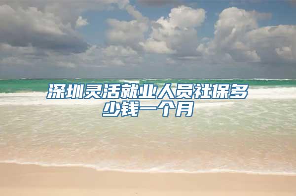 深圳灵活就业人员社保多少钱一个月