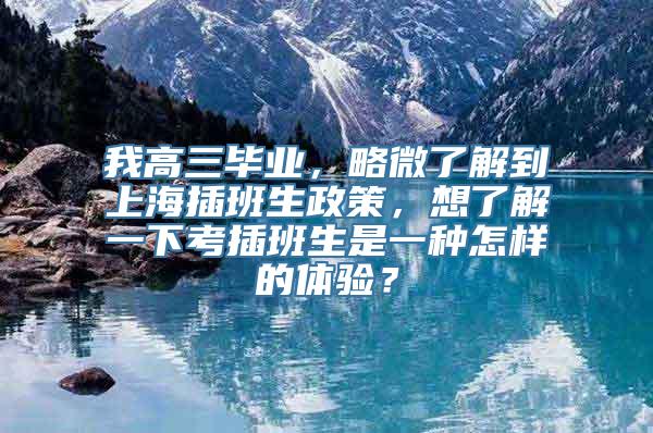 我高三毕业，略微了解到上海插班生政策，想了解一下考插班生是一种怎样的体验？