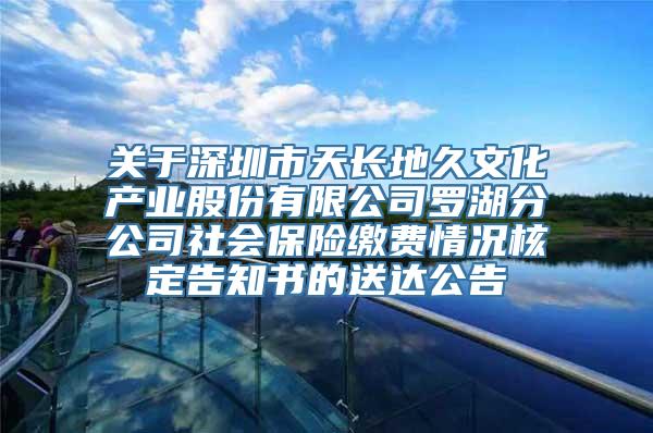 关于深圳市天长地久文化产业股份有限公司罗湖分公司社会保险缴费情况核定告知书的送达公告