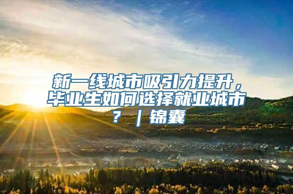 新一线城市吸引力提升，毕业生如何选择就业城市？｜锦囊