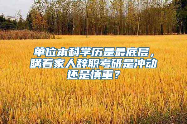 单位本科学历是最底层，瞒着家人辞职考研是冲动还是慎重？