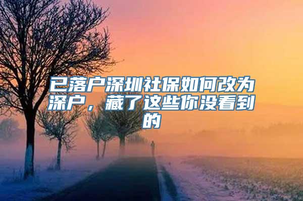 已落户深圳社保如何改为深户，藏了这些你没看到的