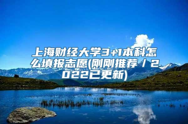 上海财经大学3+1本科怎么填报志愿(刚刚推荐／2022已更新)