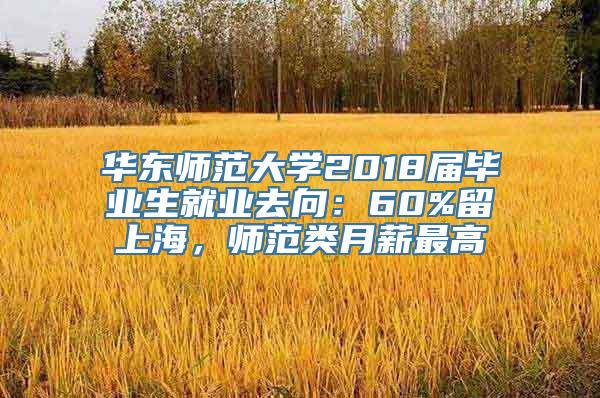 华东师范大学2018届毕业生就业去向：60%留上海，师范类月薪最高