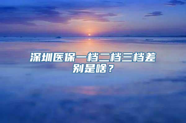 深圳医保一档二档三档差别是啥？