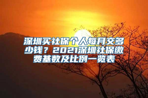 深圳买社保个人每月交多少钱？2021深圳社保缴费基数及比例一览表