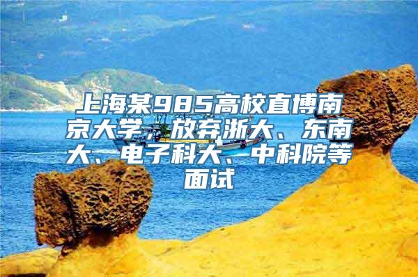 上海某985高校直博南京大学，放弃浙大、东南大、电子科大、中科院等面试