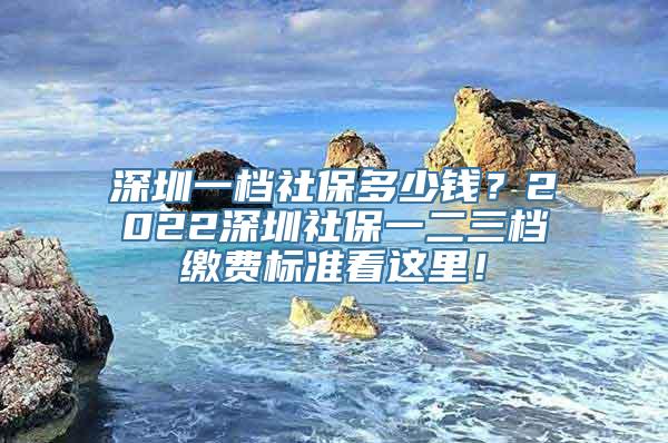 深圳一档社保多少钱？2022深圳社保一二三档缴费标准看这里！