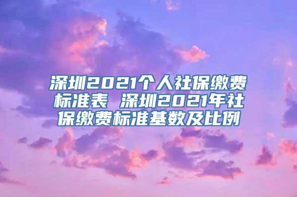 深圳2021个人社保缴费标准表 深圳2021年社保缴费标准基数及比例