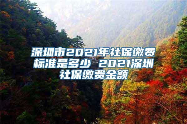 深圳市2021年社保缴费标准是多少 2021深圳社保缴费金额