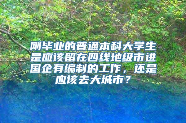 刚毕业的普通本科大学生是应该留在四线地级市进国企有编制的工作，还是应该去大城市？