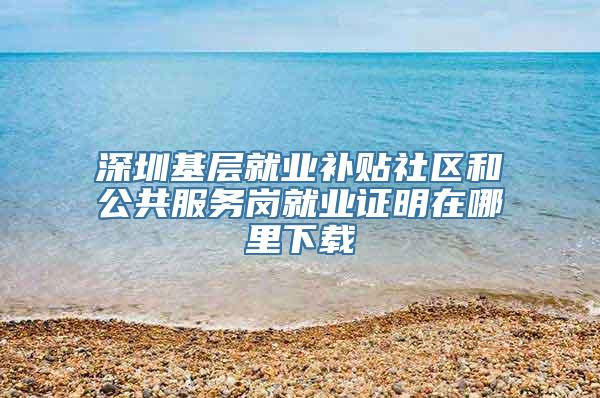 深圳基层就业补贴社区和公共服务岗就业证明在哪里下载