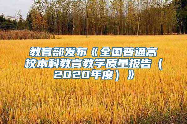 教育部发布《全国普通高校本科教育教学质量报告（2020年度）》