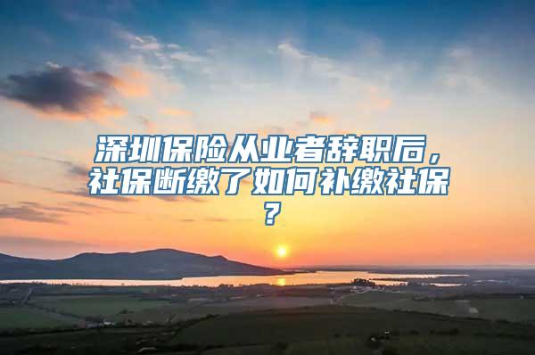 深圳保险从业者辞职后，社保断缴了如何补缴社保？