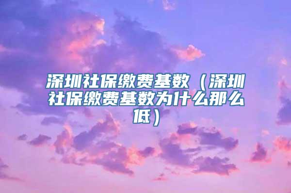 深圳社保缴费基数（深圳社保缴费基数为什么那么低）