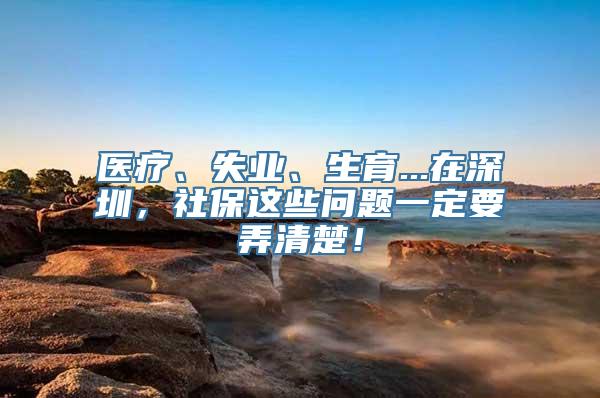 医疗、失业、生育...在深圳，社保这些问题一定要弄清楚！