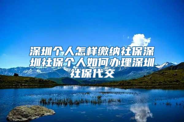 深圳个人怎样缴纳社保深圳社保个人如何办理深圳社保代交