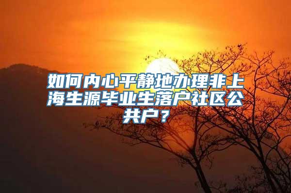 如何内心平静地办理非上海生源毕业生落户社区公共户？