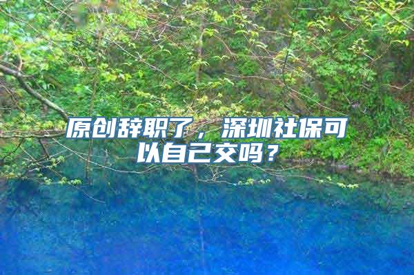 原创辞职了，深圳社保可以自己交吗？