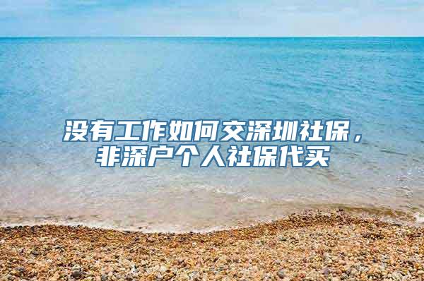 没有工作如何交深圳社保，非深户个人社保代买