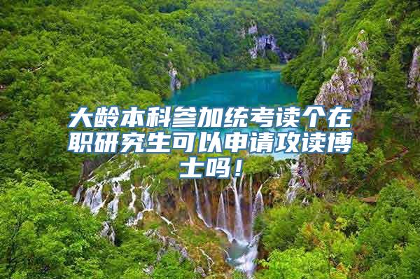 大龄本科参加统考读个在职研究生可以申请攻读博士吗！