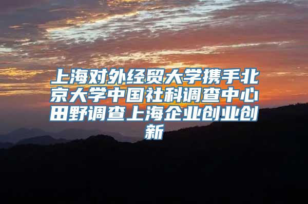 上海对外经贸大学携手北京大学中国社科调查中心田野调查上海企业创业创新