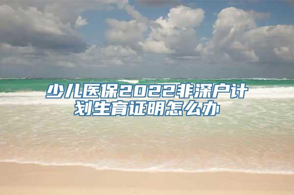 少儿医保2022非深户计划生育证明怎么办