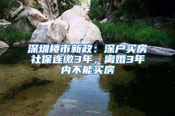 深圳楼市新政：深户买房社保连缴3年，离婚3年内不能买房