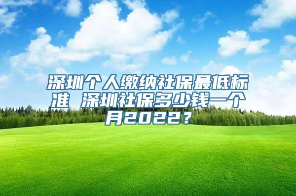 深圳个人缴纳社保最低标准 深圳社保多少钱一个月2022？