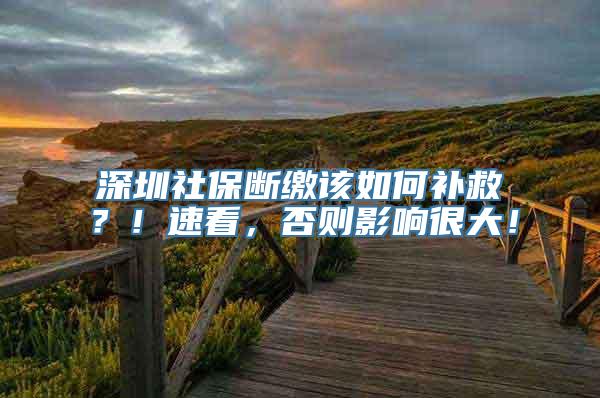 深圳社保断缴该如何补救？！速看，否则影响很大！