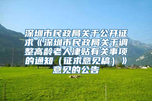 深圳市民政局关于公开征求《深圳市民政局关于调整高龄老人津贴有关事项的通知（征求意见稿）》意见的公告