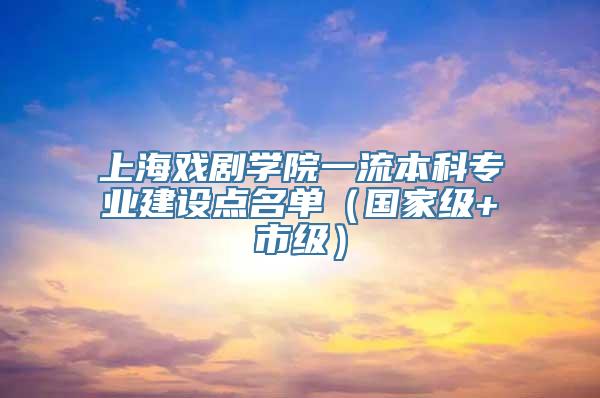 上海戏剧学院一流本科专业建设点名单（国家级+市级）