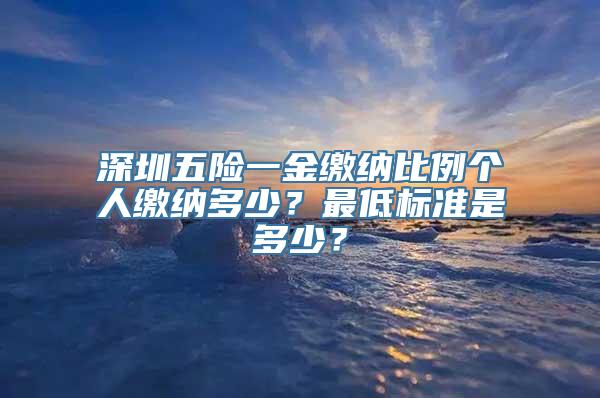 深圳五险一金缴纳比例个人缴纳多少？最低标准是多少？