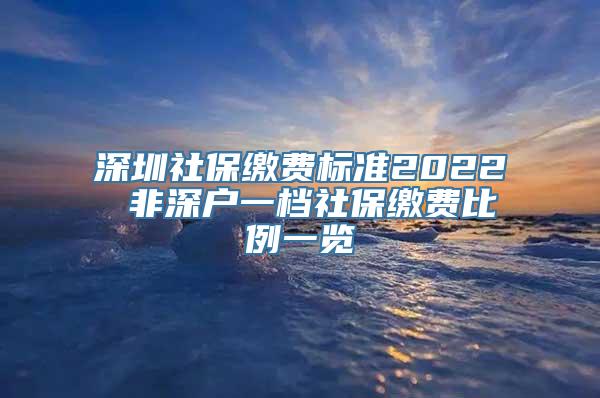 深圳社保缴费标准2022 非深户一档社保缴费比例一览