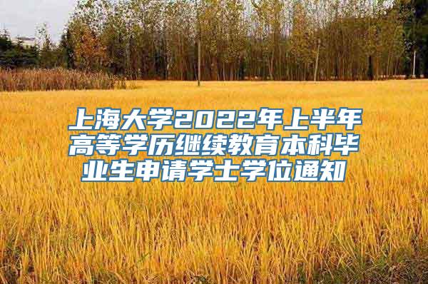 上海大学2022年上半年高等学历继续教育本科毕业生申请学士学位通知