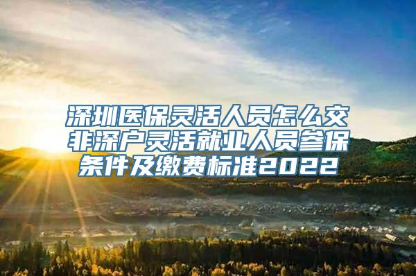 深圳医保灵活人员怎么交非深户灵活就业人员参保条件及缴费标准2022