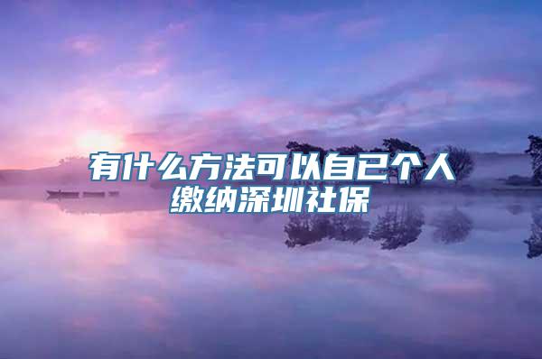 有什么方法可以自已个人缴纳深圳社保