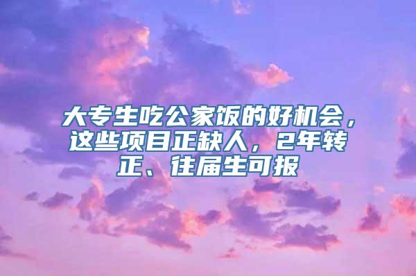 大专生吃公家饭的好机会，这些项目正缺人，2年转正、往届生可报