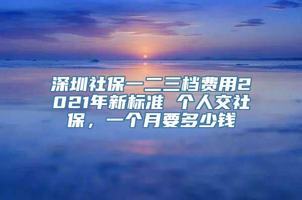 深圳社保一二三档费用2021年新标准 个人交社保，一个月要多少钱