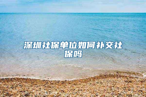 深圳社保单位如何补交社保吗