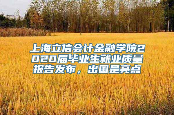 上海立信会计金融学院2020届毕业生就业质量报告发布，出国是亮点