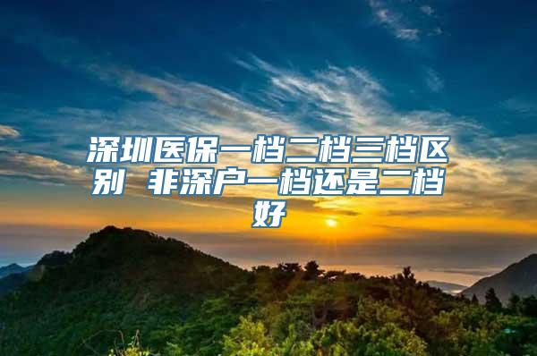 深圳医保一档二档三档区别 非深户一档还是二档好