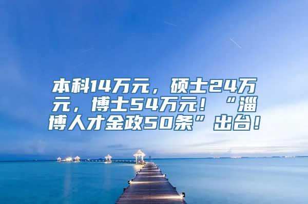 本科14万元，硕士24万元，博士54万元！“淄博人才金政50条”出台！