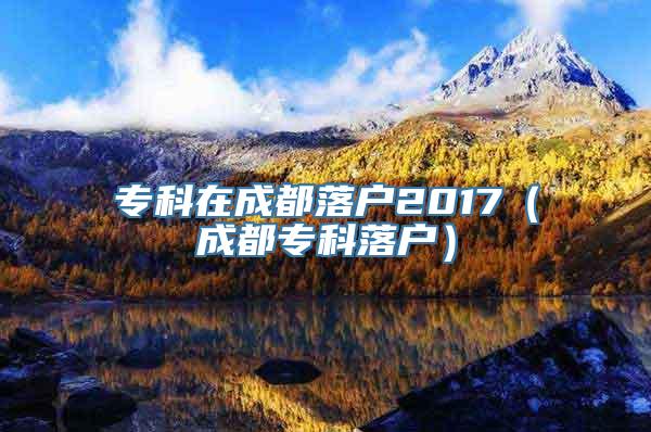 专科在成都落户2017（成都专科落户）