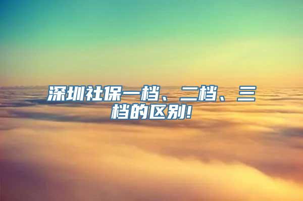 深圳社保一档、二档、三档的区别!