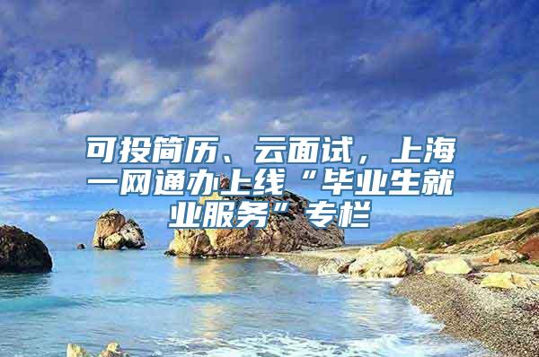 可投简历、云面试，上海一网通办上线“毕业生就业服务”专栏