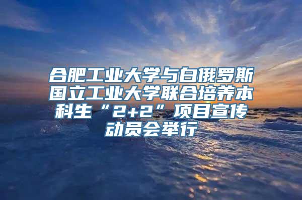 合肥工业大学与白俄罗斯国立工业大学联合培养本科生“2+2”项目宣传动员会举行