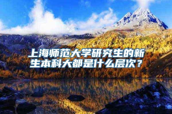 上海师范大学研究生的新生本科大都是什么层次？