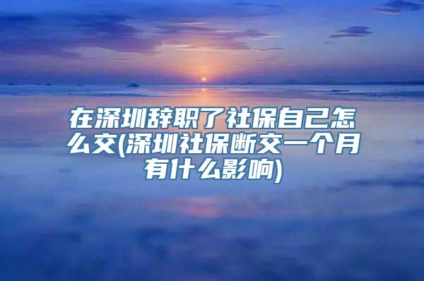 在深圳辞职了社保自己怎么交(深圳社保断交一个月有什么影响)